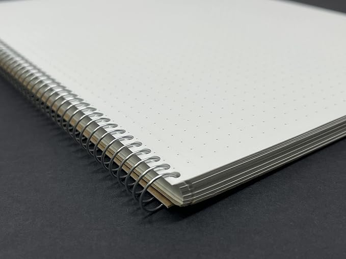 Maruman Spiral Note Basic Dot Grid Notebook- A5, 5.83" x 8.27", 80 Sheets / 160 Pages, 5mm Dotted Journal, Perforated Pages & Wire-Bound to Lay Flat, Sturdy Kraft Cover, Made in Japan