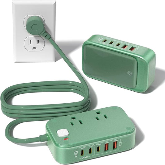 7-IN-1 Power Strip, 85W PD USB C Power Strip, Desktop Charging Station Outlet Extender with 2 AC Outlets, 3 USB-C and 2 USB-A Ports for Laptop/Phone and More