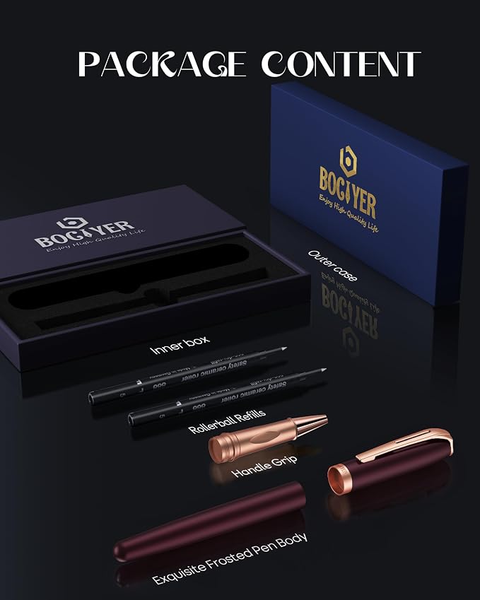 samurai Rollerball Liquid Ink Pen Set,Luxury Executive Writing Pen for the Office,Rollerball Pen Refillable,Schmidt Refill*2 And Gift Box,Roller Ball Pen Gift Set for Men & Women(Dark red)