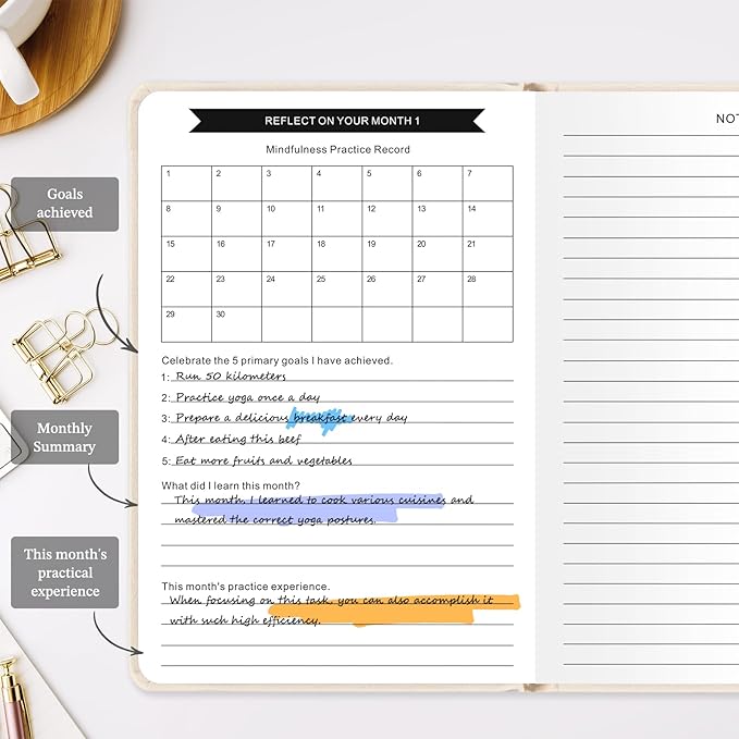5 MINUTES A DAY Mental Health Journal for Women & Men: A Guided Mindfulness & Goal-Setting Workbook to Reduce Stress, Practice Daily Gratitude & Build Self-Care Habits | Linen Hardcover, Beige