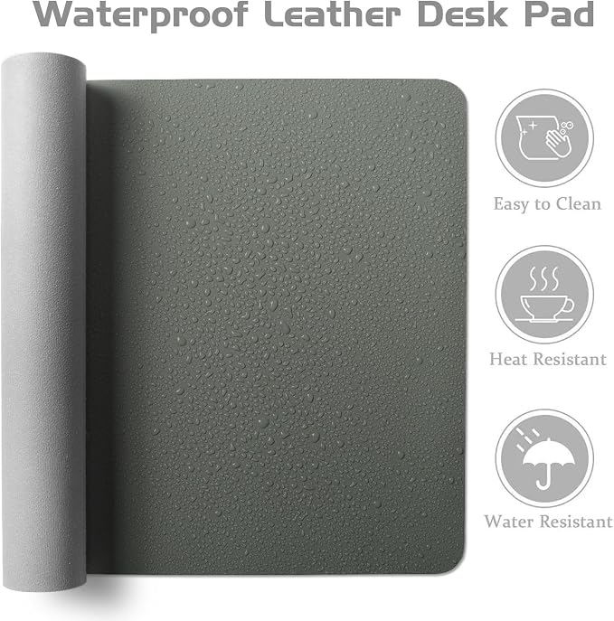 Aothia Leather Desk Pad Protector, Office Desk Mat, Large Mouse Pad, Laptop Desk Pad, Non-Slip PU Leather Desk Blotter, Waterproof Desk Writing Pad for Office and Home (Jungle Green, 55" x 17")