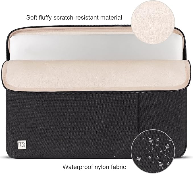 DOMISO Laptop Case Laptop Sleeve Cover Compatible with 15 inch MacBook Air M4/A3241 2025, M3/A3114,M2/A2941,15 inch MacBook Pro A1990 A1707,Compatible with Dell XPS 15 Plus with Pocket, Black