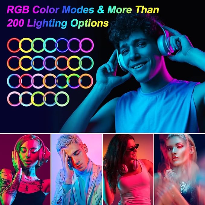 10.3" Ring Light with Tripod and Phone Holder, Selfie Ring Light with 51 Color Modes, Circle Lighting for iPhone, Dimmable LED Phone Ringlight with Stand for Makeup/Video Recording/Photography/TikTok