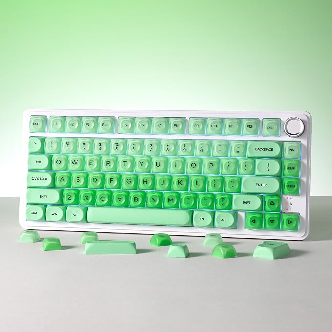 PBT Keycaps, XVX Green Apple Jelly HOA Profile, 132-Key Cute Custom Keycaps (for Mechanical Keyboards with Cherry/Gateron MX Switches)-Apple Green