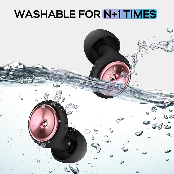 2 Pairs Noise Cancelling Earplugs with Premium Metal Design and Elegant Gift Box – for Sleeping, Concerts, Travel, Noise Sensitive – 35dB Reusable Silicone Earplugs for Men and Women,Rose Gold