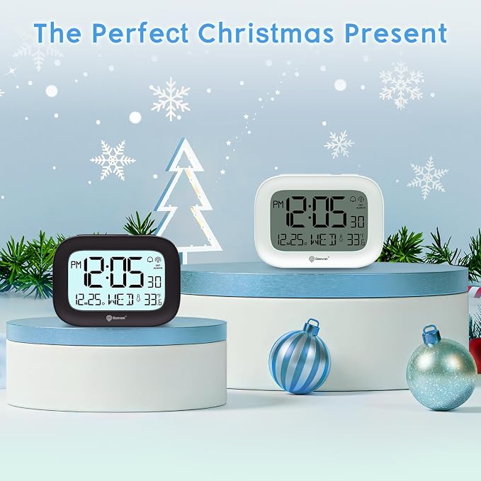 Geevon Travel Alarm Clock Battery Operated with Temp & 10s Backlight | 3 Inch LCD Display Clock, Portable with Snooze, Perfect for Home Office Kitchen Bedroom Outdoor, Nice Gift for Any Occasion