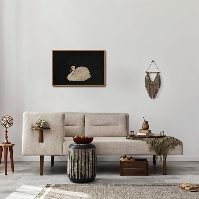 OIQArtOIQ Vintage Framed Wall Art Moody Grace Swan Canvas Art Prints Rustic Farmhouse Pictures Wall Decor Modern Cottagecore Paintings Artwork For Bedroom Kitchen Bathroom Office Living Room