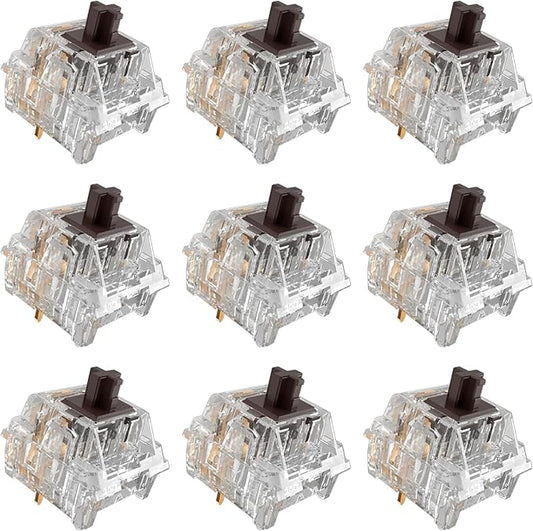 Zhouwang Crystal Brown Switches, 3-Pin Pre-Lubricated Tactile Switches, Dustproof and Waterproof for Mechanical Keyboards. (90Pcs)