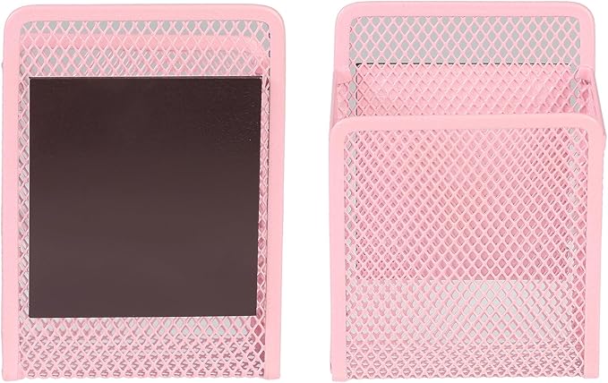 Magnetic Pencil Holder - Extra Strong Magnets Mesh Marker Holder Perfect for Whiteboard, Refrigerator and Locker Accessories (1 Baskets, Blush)