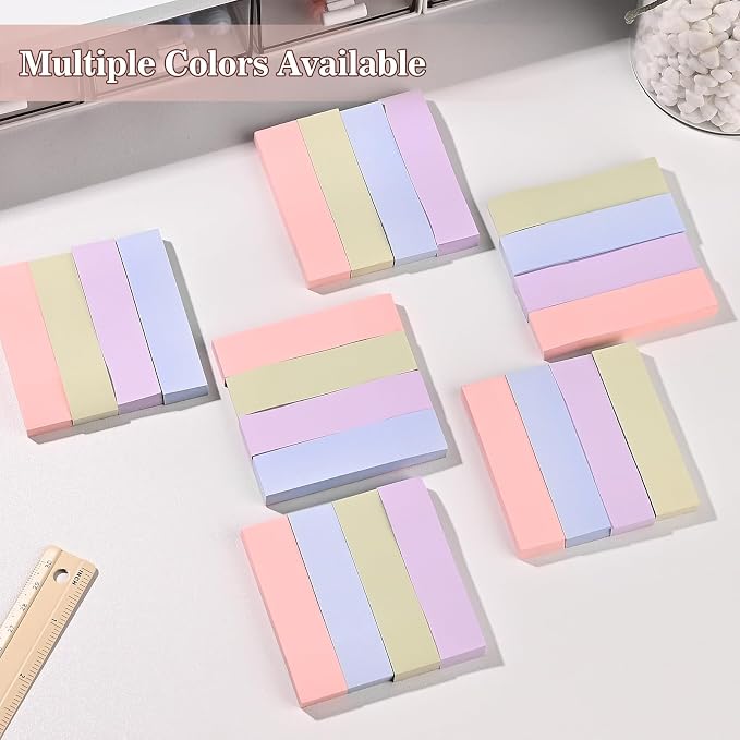 BAYTORY 6 Pads Pastel Index Tabs, Small Sticky Notes, 4 Colors Self-Stick Note Pads, Easy to Post for School Office Notebook (3x0.7 Inch)