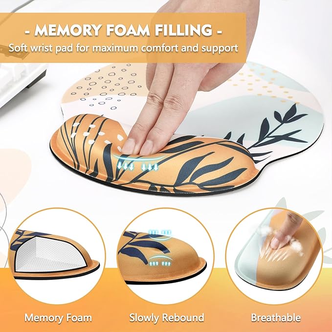Mouse Pad and Keyboard Wrist Rest - Colorful Wrist Rest for Computer, Ergonomic Mouse Pad & Keyboard Pad, Memory Foam Wrist Support for Comfy Typing