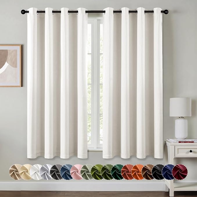 MIULEE Blackout Curtains for Bedroom Living Room 2 Panels, Thermal Insulated Room Darkening Drapes Grommet Noise Reducing Light Blocking Window Treatments 68 Inches Long 55x68 Inch Ivory