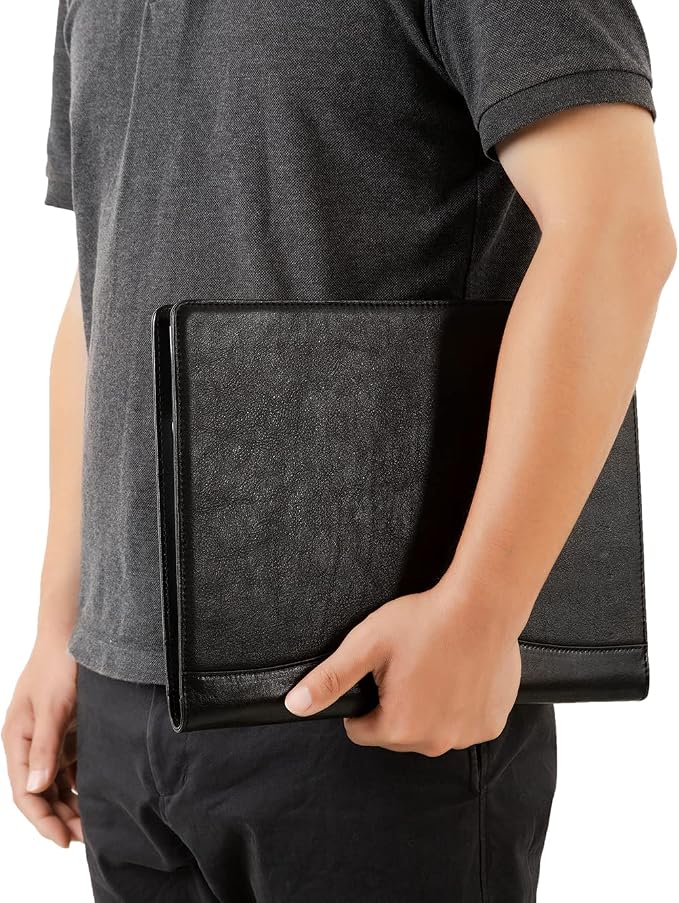 Personalized Leather Portfolio for Lefty, Engraved Leather Notepad Portfolio Binder, Custom Leather Legal Pad Padfolio, Christmas Gift for His/Her (Notepad, Black-Custom)