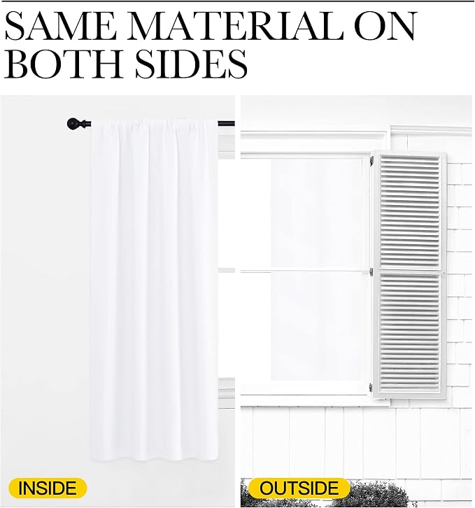 NICETOWN Room Darkening Curtains for Bedroom, Pure White, Set of 2 Panels, 62 x 84 Inch, Triple Weave Home Decoration Thermal Insulated Solid Drapes for Patio Door
