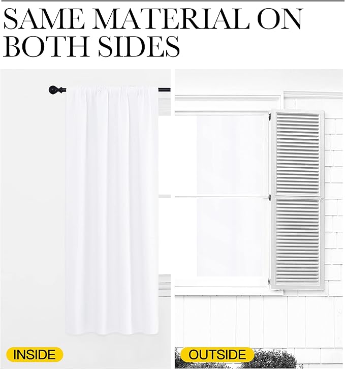 NICETOWN White Curtains for Kitchen Window, Home Decoration Light Filtering Curtains & Drapes for Small Window (34 in x 45 in (W x L), 1 Pair)