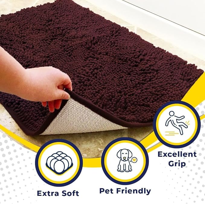 Muddy Mat® | Super Absorbent Door Mat Indoor, Microfiber Quick Dry Chenille Entryway Rug, Non-Slip Front Door Mat, Indoor Mats for Entryway, Machine Washable Pet Rug, Rust 16" x 24"