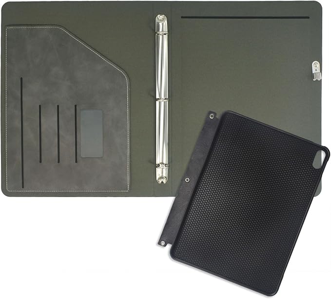Tablet Organizer Portfolio Case with 3-Ring Binder, Binder Padfolio File Folder with Removable Tablet Holder, Compatible with iPad Air 11" M4/M3/M2 (2026/2025/2024), Gray