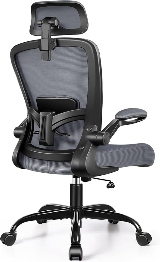 FelixKing Office Chair, Desk Chair with Adjustable Lumbar Support, Ergonomic Computer Chair with High Back and Armrest, Adjustable Height Gaming Chair Home Office Swivel Chair(Dark Gray)