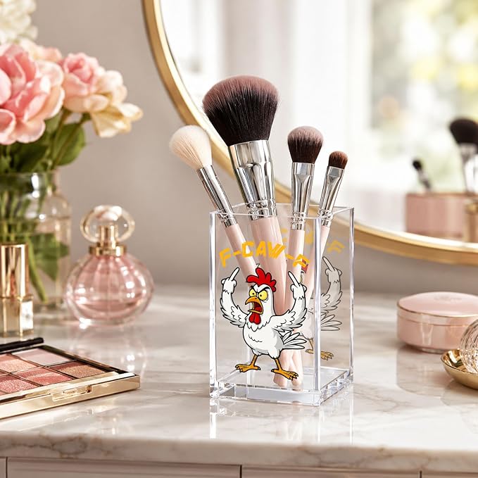 Funny Acrylic Pen Holder Cup, Hidden Message Desk Decor, Sarcastic Pencil Holder Organizer, Coworker Gag Gift, Office Desk Accessories
