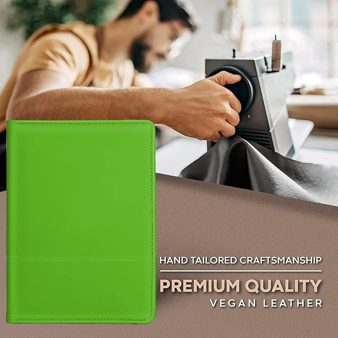 Padfolio/Portfolio Binder, Mini Padfolio Portfolio Binder 5 x 8 Legal Writing Pad, A5 Document Organizer Folder for Men Women,Green.