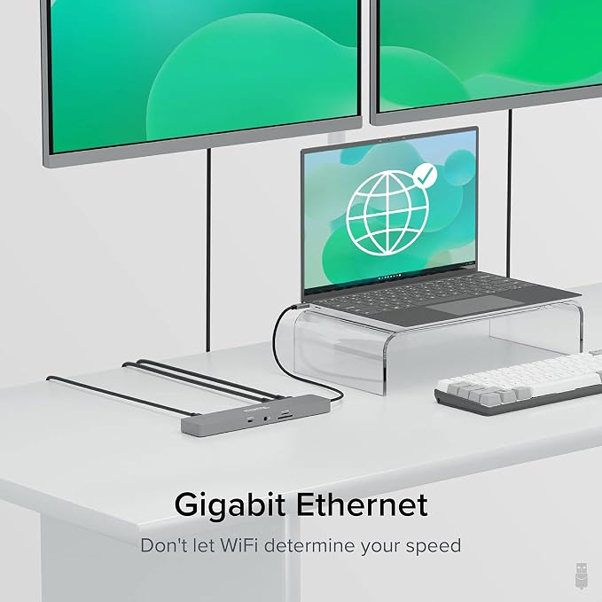 Plugable 11-in-1 USB-C Hub, 100W USB-C Pass-Through, Laptop Docking Station Dual Monitor, 4K 60Hz HDMI, Compatible with Thunderbolt, Windows, Chromebooks, Displays Mirrored on Mac