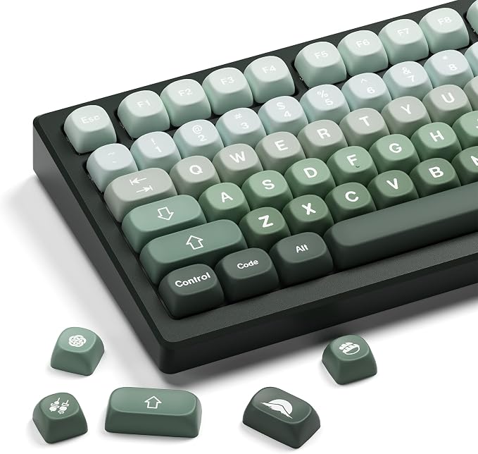 XVX Matcha Wagashi PBT Keycaps-MOA Keycap, Custom Keyboard Keycaps 60 65 75 100 Percent, 5 Side Dye Sublimation Keycap, 132 Keys Key caps Set for Cherry Gateron MX Switches Keyboards, Gradient Green
