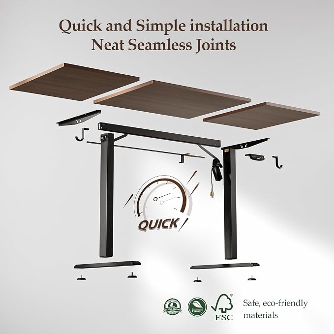 Klicelor 71 Inch Large Electric Standing Desk, Height Adjustable Office Desk, Sit Stand Up Computer Gaming Desk with Memory Preset, Three-Piece Desktop, Dark Walnut