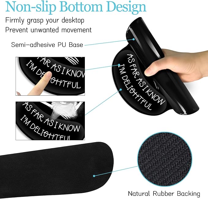 LIMKRIAN Ergonomic Mouse Pad with Wrist Rest Desk Mat Set, Skeleton Gaming Mouse Pads, Keyboard Mat Wrist Rest Cup Coaster, Funny Office Desk Accessories