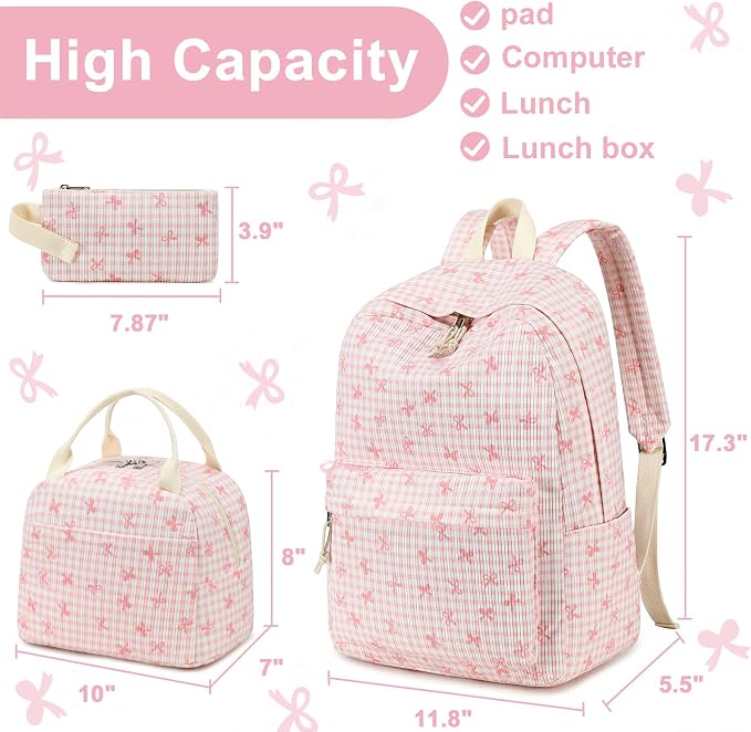 LEDAOU Backpack for Girls School Bag Kids Bookbag Teen Backpack Set Daypack with Lunch Bag and Pencil Case | Kids