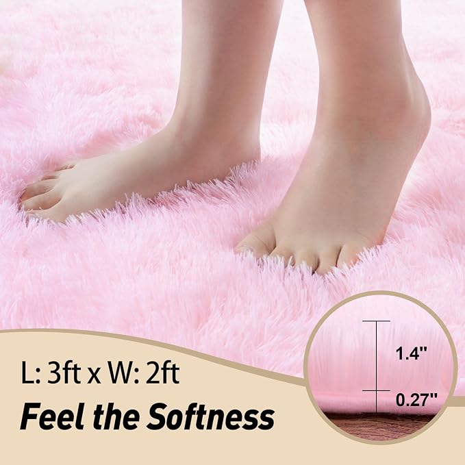 Mugorn Small Soft Shag Rugs for Bedroom, 2x3 Fluffy Area Rugs for Living Room