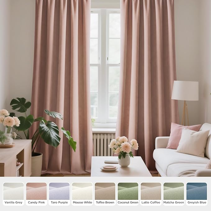 Joydeco Candy Pink Velvet Curtains 90 Inches 2 Panels, Luxury Thermal Insulated Soft Pink Curtains for Bedroom & Living Room, Room Darkening Velvet Drapes, Rod Pocket (52W x 90L)