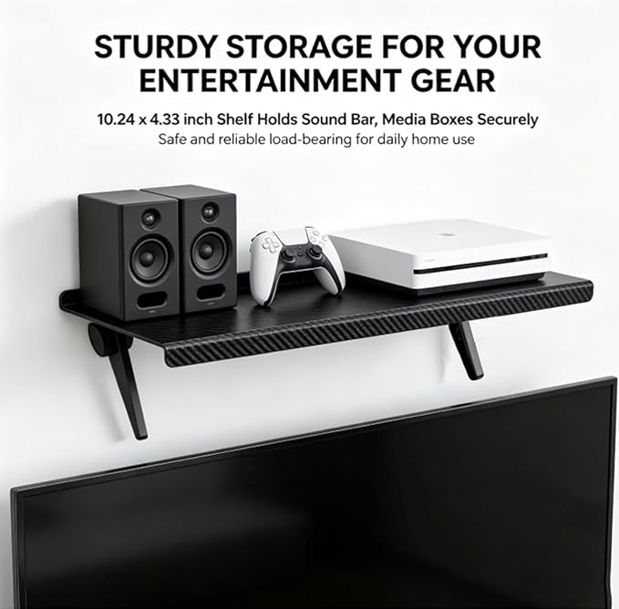 Speaker Mounts,1 Pair Universal TV Shelf Brackets | No Drilling Floating Shelves,Adjustable TV Top Shelf TV Shelf,Space Saving Home Organizer