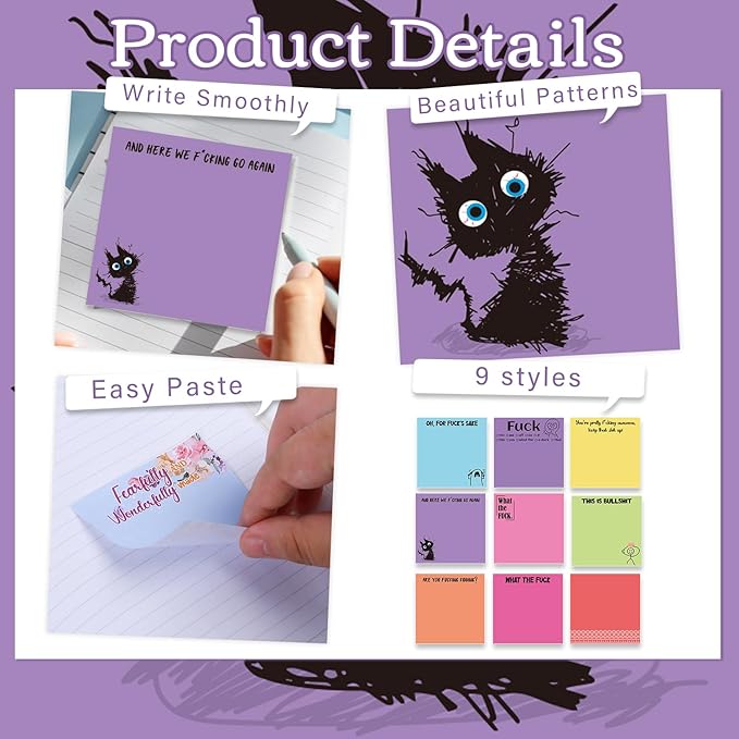 Funny Sticky Notes Gifts - 9 Pack Colorful Funny Notepads 3x3 Inch Office Gifts for Coworkers, are You Kidding Work Gag Self-Stick Memo Pads Office Supplies 450 Sheets