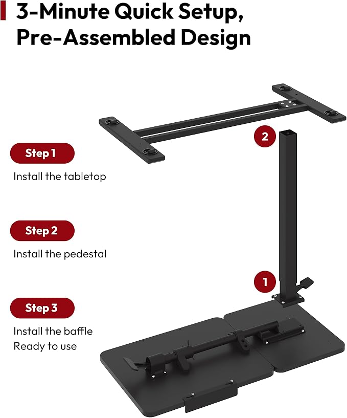 SANODESK 32''Overbed Table Gas Spring Lifting with Wheels&Tilting Desktop | Rolling Mobile Laptop Desk End Table,Portable Computer Workstation for Home Office,Sofa,Bedside,31.5" W x 17.7" D, Black