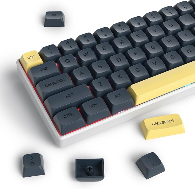 Guffercty kred Black XDA Profile PBT Keycaps, 142-Keys Gentleman Custom keycaps for 60% 65% 75% 100% Fullsize US&ISO Layout Mechanical Gaming Keyboard (Gentleman)