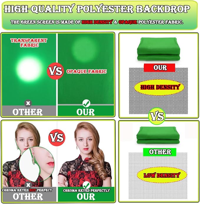 Green Screen Backdrop 10 x 20 ft, Photography Greenscreen Background for Streamingl, Big Green Photo Backdrop Curtain for Zoom Meeting, Video Studio, Video Recording