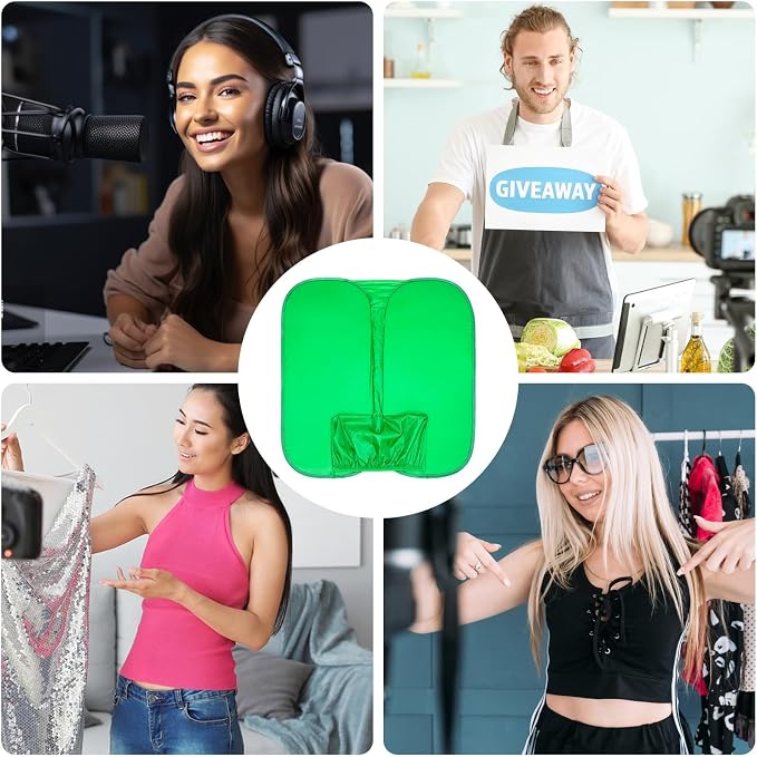 Streaming Green Screen Chair | Reversible Photography Backdrop, Portable Soft Fabric, Compact Foldable Sheet | Perfect Webcam Video Setup, Live Broadcast, Streaming, Video Conferencing, Content