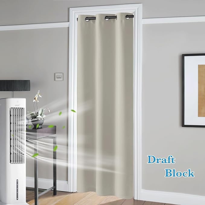 RYB HOME Temporary Doorway Curtains Blackout Privacy Room Divider Curtains Portable Drapes for Closet Wall Panel for Bedroom Living Room Dining Basement Window, W 60 x L 108 inches, Natural