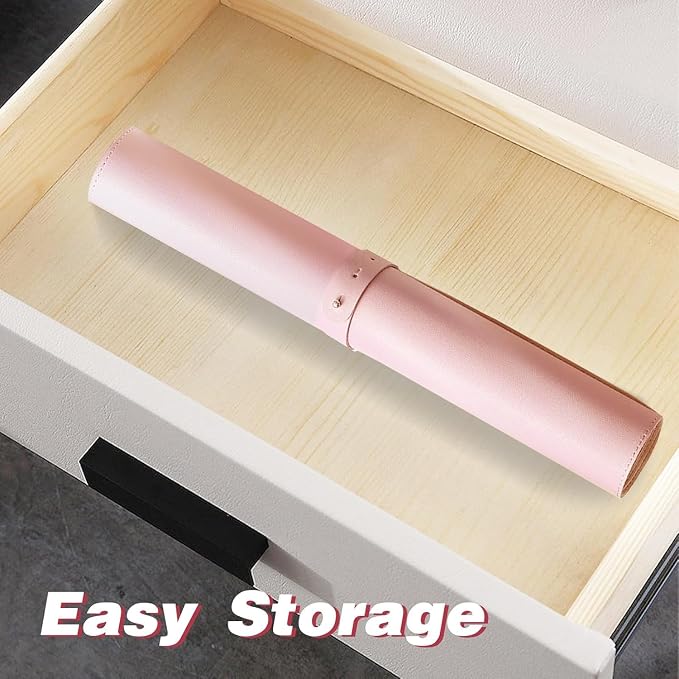 Makeup Mat, Dual-Sided Waterproof Vanity Protector Mat, Non-Slip PU Laptop Pad, Large Mouse Mat, Dresser Cover Accessories, Writing Desk Pad for Office and Home Decor, Pink 31.5x15.7in