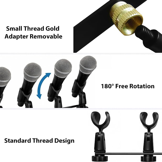 Musiin Multi-Function Desktop Microphone Stand, Adjustable Table Mic Stand with Microphone Clip (1-to-4 Microphone clip)