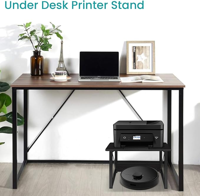 ELITEROO Desktop Printer Stand with Storage, Table Stand Small Desk Shelves | Desk Organizer shelf for Home/Office, Multi-Purpose Heavy Duty Riser for Fax Machine Copier Scanner, Black