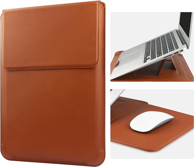 HoYiXi 15 16 Inch Laptop Sleeve Case Leather Bag for MacBook Pro 16 2021 & 2019/ASUS Vivobook 15/Huawei MateBook D15/HP 15.6" PC/MacBook Pro 15/Surface Laptop 3/Dell Inspiron 15/IdeaPad, Brown