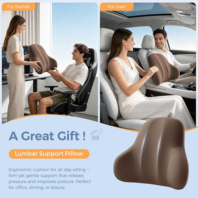 BABUR Ergonomic Memory Foam Lumbar Support Pillow for Car, Back Pain Relief | Ergonomic 100% Memory Foam, Back Pain Relief, Comfort Lower Back Support for Office Chairs, Car Seat, Wheelchair