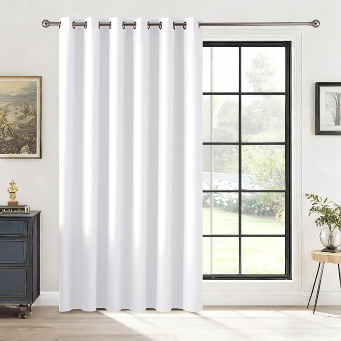 RYB HOME Blackout Thermal Insulated Curtains, Portable Curtain for Sliding Glass Door/Storage/Space Room Divider, Large Window Treatment Room Divider Panel, W80 x L84, Pure White, 1 Panel