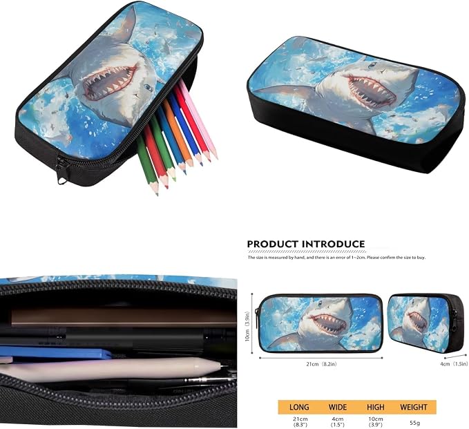Ystardream 4 Pcs Boys Backpack with Lunch Box Elementary School Cartoon Shark Backpack with Comfortable Adjustable Straps School Bag with Pencil Box & Water Bottle Sleeve for Boys&Girls Student