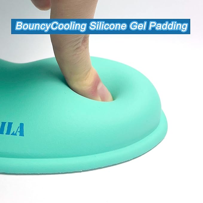 BRILA Ergonomic Silicone Mouse Wrist Rest, Cooling Silica Gel PU Leather Mouse Wrist Support Pad for Office Work and Laptop Computer Gaming (Aquamarine Leather)