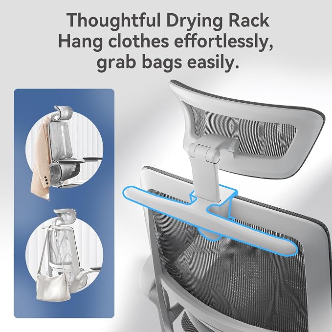 SIHOO M59AS Ergonomic Office Chair, Dual Backrest, Adaptive Lumbar Support | 3D Flip-Up Armrests, FULL Breathable Mesh, Reinforced Aluminum Base, 330 lb, Comfort That Moves With You, Grey
