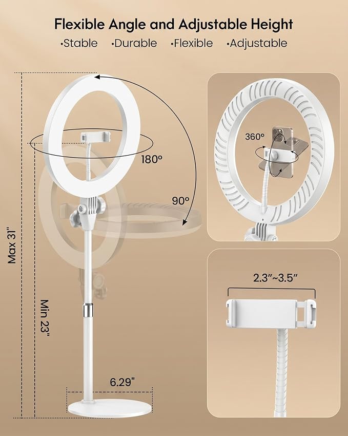 Ring Light with Stand, Zoom Lighting for Computer Video Conference, Video Calls, Home Office, Lighting for Video Recording