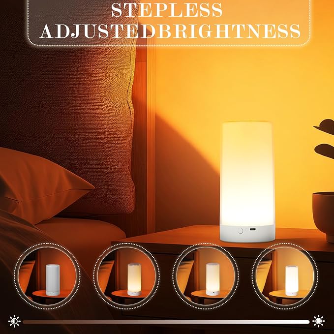 UNIFUN Night Light, Touch Lamp for Bedrooms Living Room Portable Table Bedside Lamps with Rechargeable Internal Battery Dimmable 2800K-3100K Warm White Light & Color Changing RGB (Taller Size1)