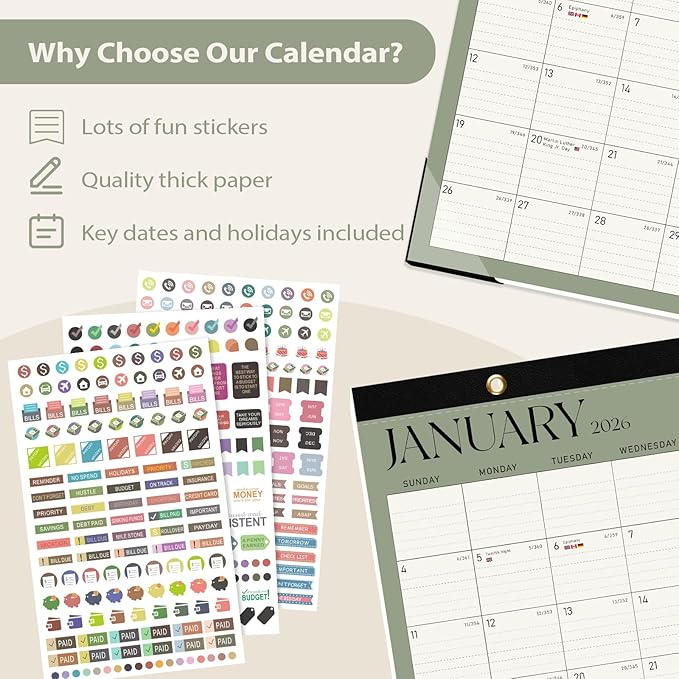 Desk Calendar 2025-2026, Runs Until December 2026 - Large Size 17" x 12" Desktop/Wall Monthly Calendar with To Do List, Personal Desk Calendar Planner for Home, School, Office (Pack of 2)
